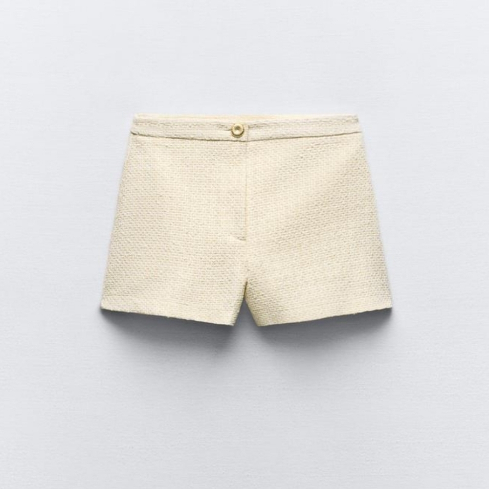Zara 2024 Collection Ivory Textured Tweed Blazer Short Set - Picture 7 of 14
